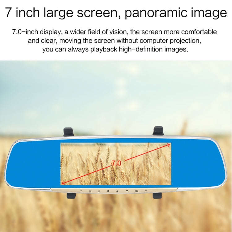 V100 7 inch LCD Touch Screen Rear View Mirror Car Recorder with Separate Camera, 170 Degree Wide ...