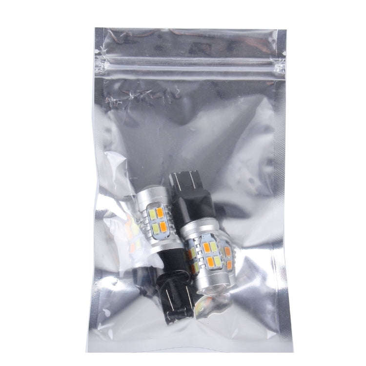 2 PCS T20/7443 10W 1000 LM 6000K White + Yellow Light Turn Signal Light with 20 SMD-5730-LED Lamp...