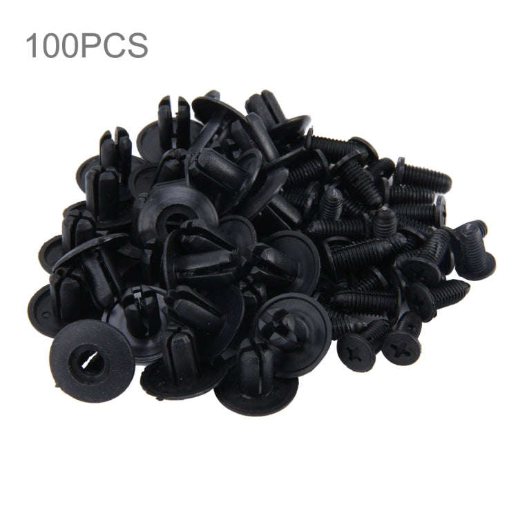 100 PCS Hole Plastic Rivets Fastener Push Clips(Black)