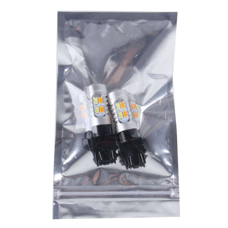 2 PCS T25/3157 10W 1000 LM 6000K White + Yellow Light Turn Signal Light with 20 SMD-5730-LED Lamp...