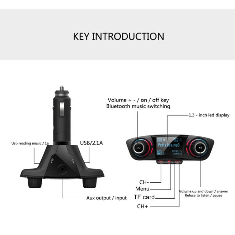 BT06 Dual USB Charging Smart Bluetooth 4.0 + EDR FM Transmitter MP3 Music Player Car Kit with 1.3...