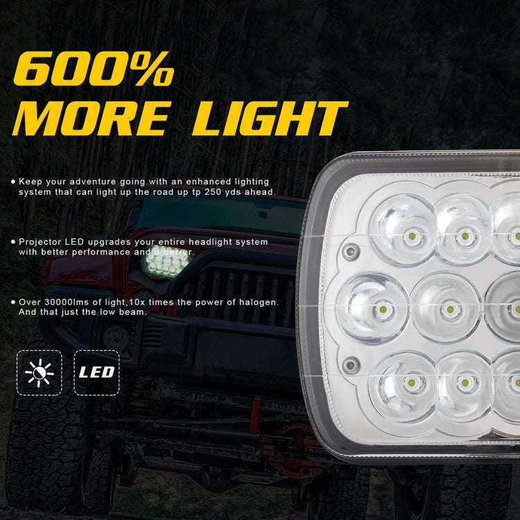 7 inch 5X7 H4 15W DC 9-30V 1500LM IP67 Car Truck Off-road Vehicle LED Work Lights / Headlight, wi...