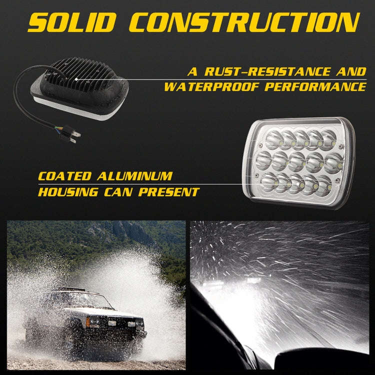 7 inch 5X7 H4 15W DC 9-30V 1500LM IP67 Car Truck Off-road Vehicle LED Work Lights / Headlight, wi...