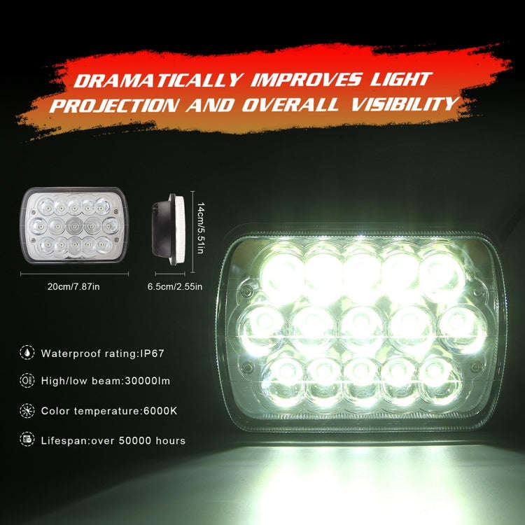 7 inch 5X7 H4 15W DC 9-30V 1500LM IP67 Car Truck Off-road Vehicle LED Work Lights / Headlight, wi...
