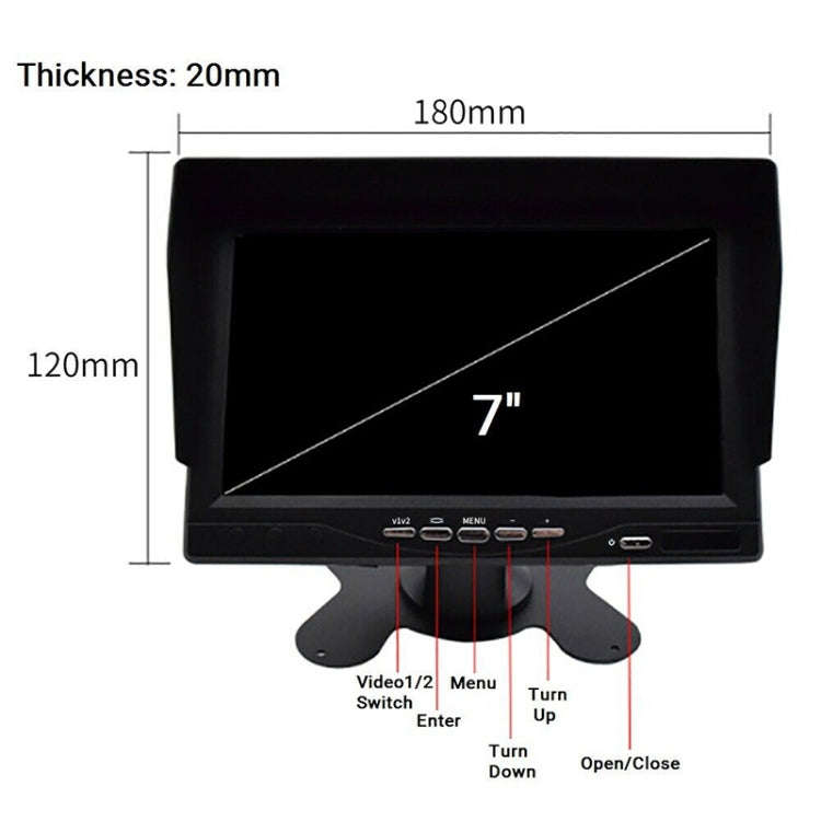 PZ612-AHD IP67 120 Degree Car AHD 1080P 2 Megapixels 7 inch 1-Way Rearview Mirror Monitor, Night ...