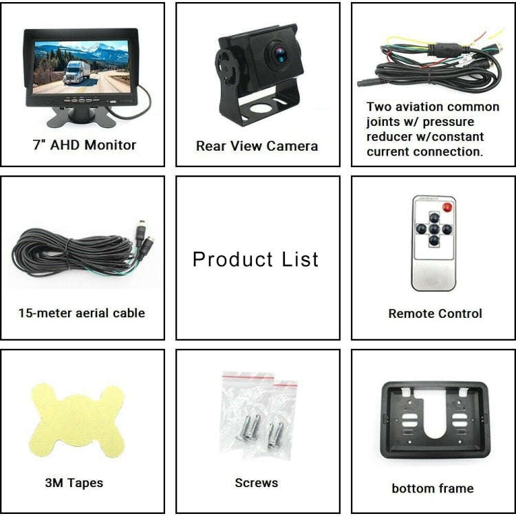 PZ612-AHD IP67 120 Degree Car AHD 1080P 2 Megapixels 7 inch 1-Way Rearview Mirror Monitor, Night ...