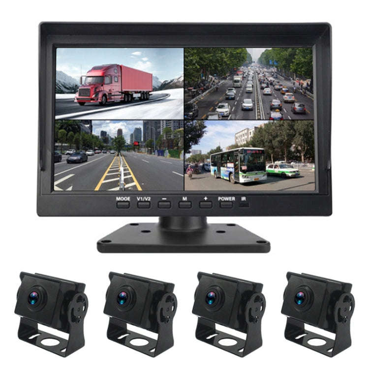 PZ612-4AHD IP67 120 Degree Car AHD 1080P 2 Megapixels 10 inch 4-Way Rearview Mirror Monitor, Nigh...