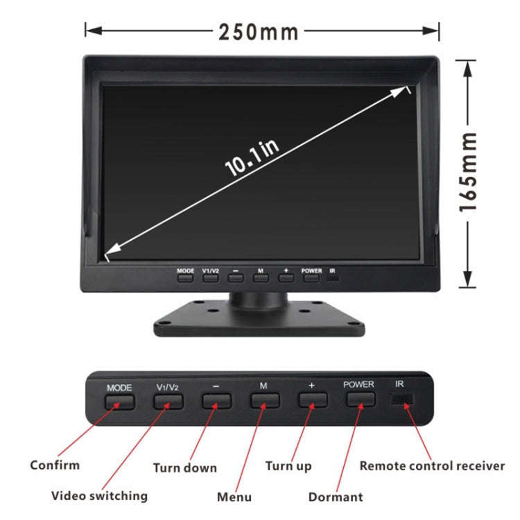 PZ612-4AHD IP67 120 Degree Car AHD 1080P 2 Megapixels 10 inch 4-Way Rearview Mirror Monitor, Nigh...