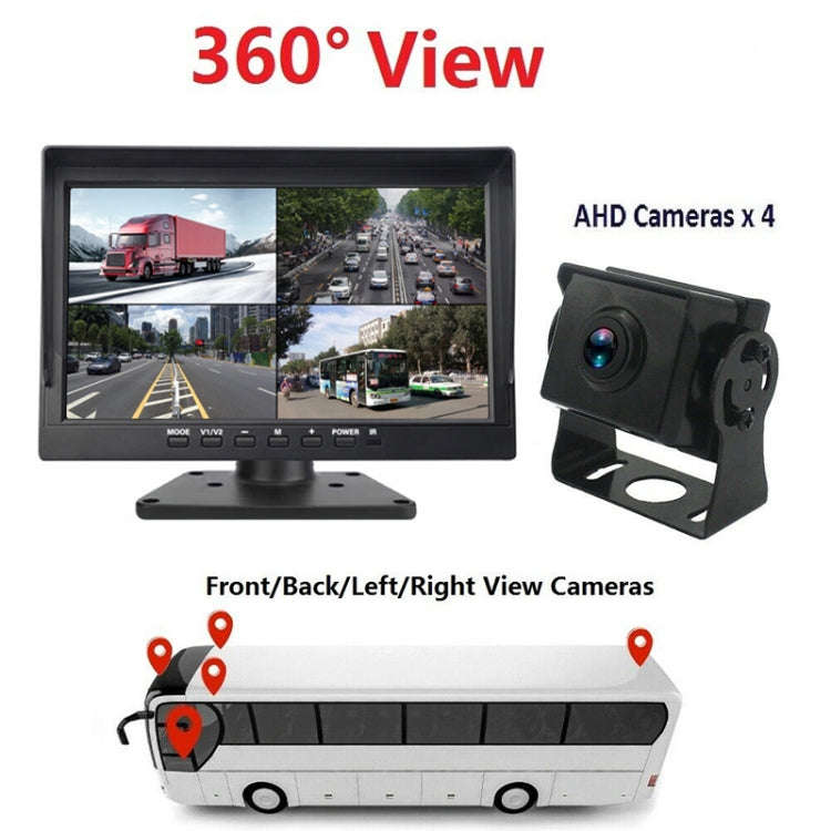 PZ612-4AHD IP67 120 Degree Car AHD 1080P 2 Megapixels 10 inch 4-Way Rearview Mirror Monitor, Nigh...