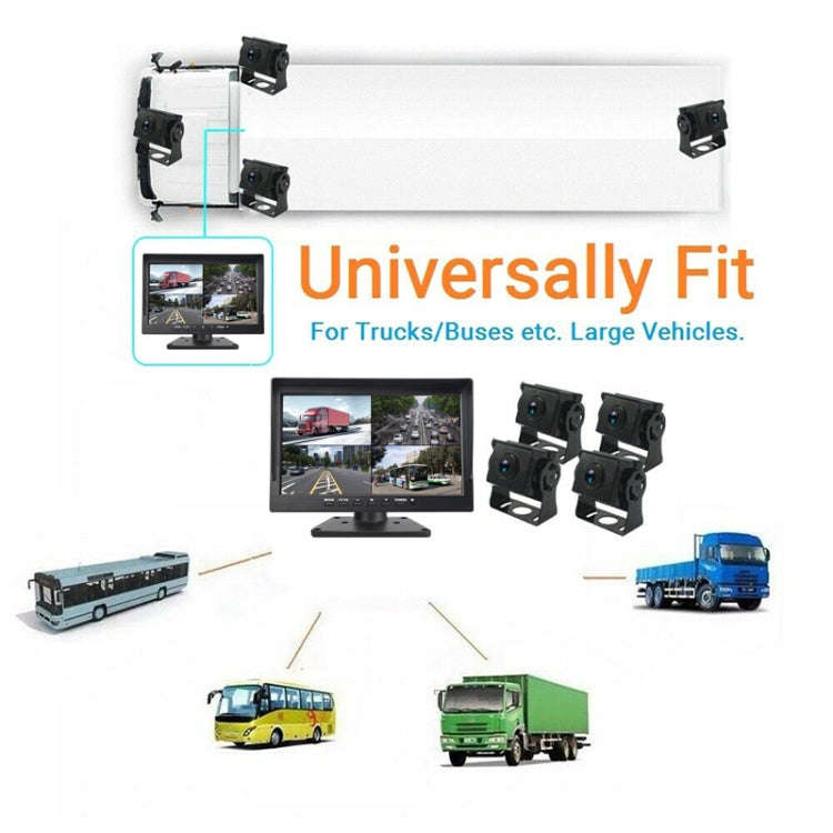 PZ612-4AHD IP67 120 Degree Car AHD 1080P 2 Megapixels 10 inch 4-Way Rearview Mirror Monitor, Nigh...