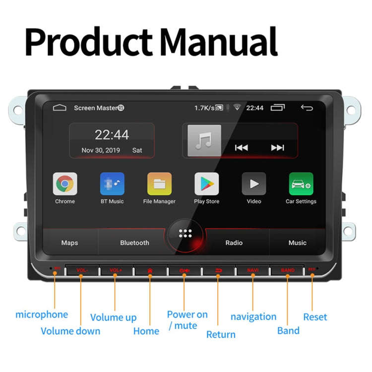 9093 HD 9 inch Car Android 8.1 Radio Receiver MP5 Player for Volkswagen, Support FM & Bluetooth &...