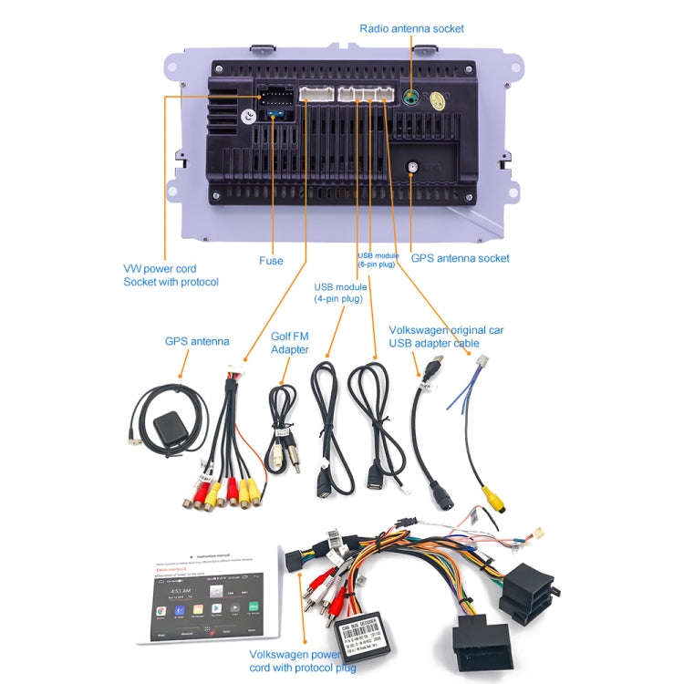 9093 HD 9 inch Car Android 8.1 Radio Receiver MP5 Player for Volkswagen, Support FM & Bluetooth &...