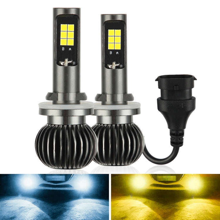 2 PCS EV15 880 / 881 DC9-32V / 6W / IP67 Car LED Double Color Fog Light, Cold White Light  + Ambe...