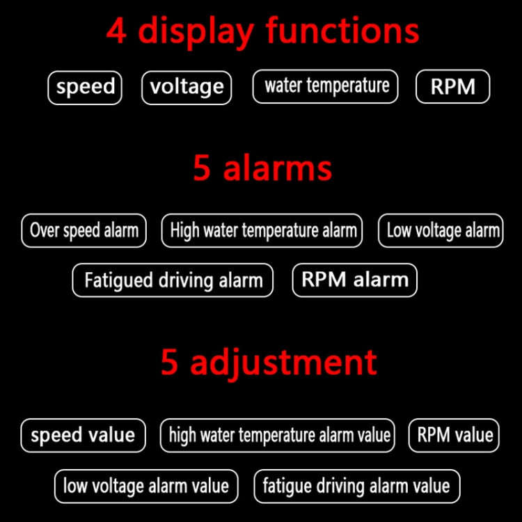 A200 OBD2 3.5 inch Vehicle-mounted Head Up Display Security System, Support Car Speed / Engine Re...