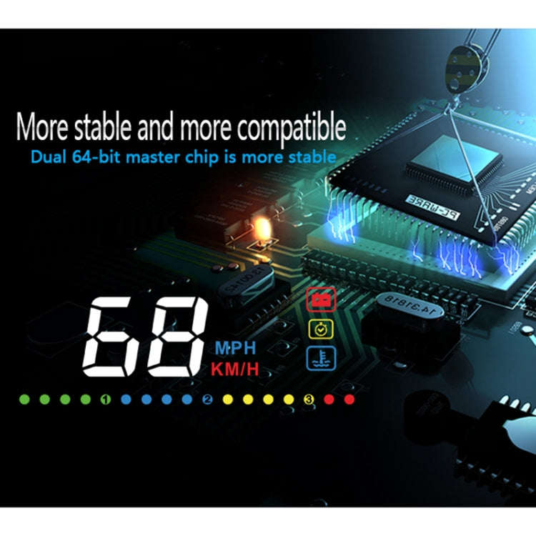 A200 OBD2 3.5 inch Vehicle-mounted Head Up Display Security System, Support Car Speed / Engine Re...