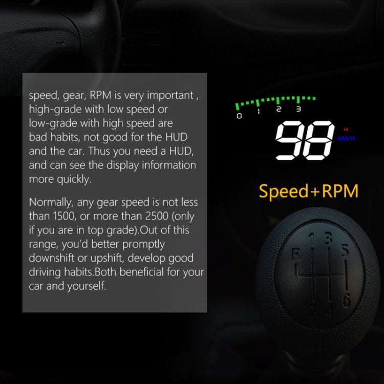 A900 OBD2 3.5 inch Vehicle-mounted Head Up Display Security System, Support Car Speed / Engine Re...