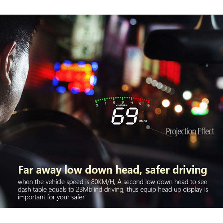 A900 OBD2 3.5 inch Vehicle-mounted Head Up Display Security System, Support Car Speed / Engine Re...