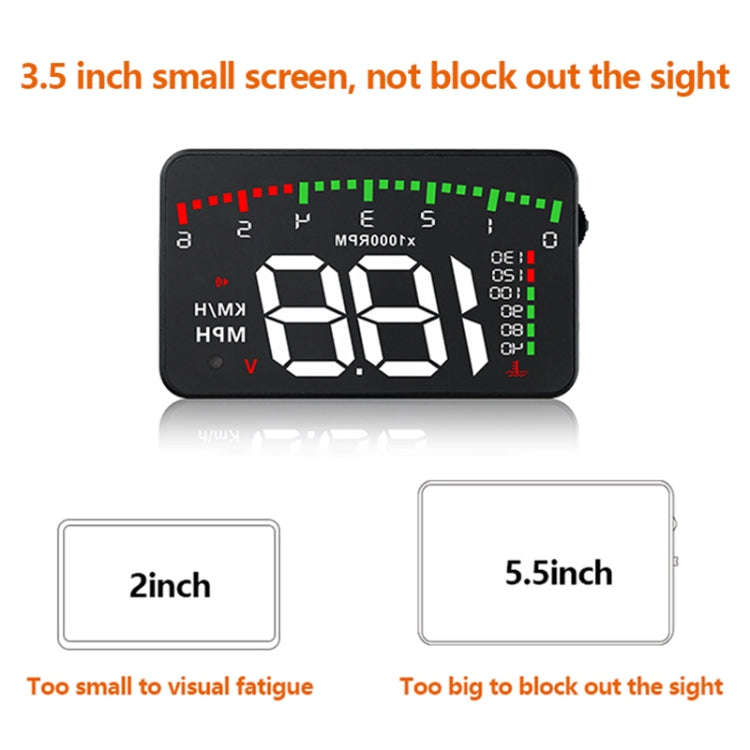 A900 OBD2 3.5 inch Vehicle-mounted Head Up Display Security System, Support Car Speed / Engine Re...