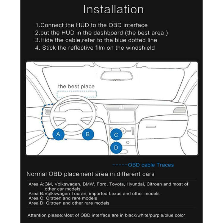 D5000 OBD2 5 inch Vehicle-mounted Head Up Display Security System, Support Car Speed / Engine Rev...