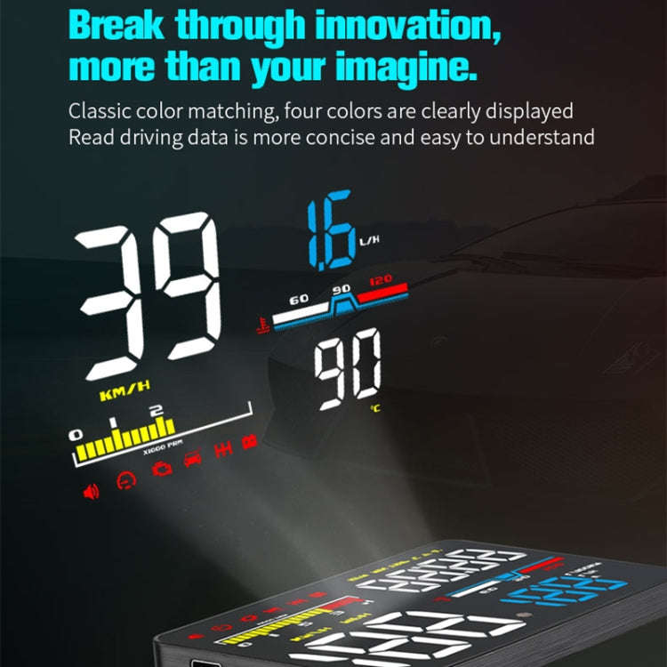 D5000 OBD2 5 inch Vehicle-mounted Head Up Display Security System, Support Car Speed / Engine Rev...