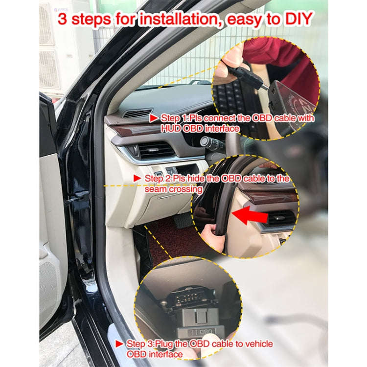 D2500 OBD2+GPS 4 inch Vehicle-mounted Head Up Display Security System, Support Car Speed / Engine...