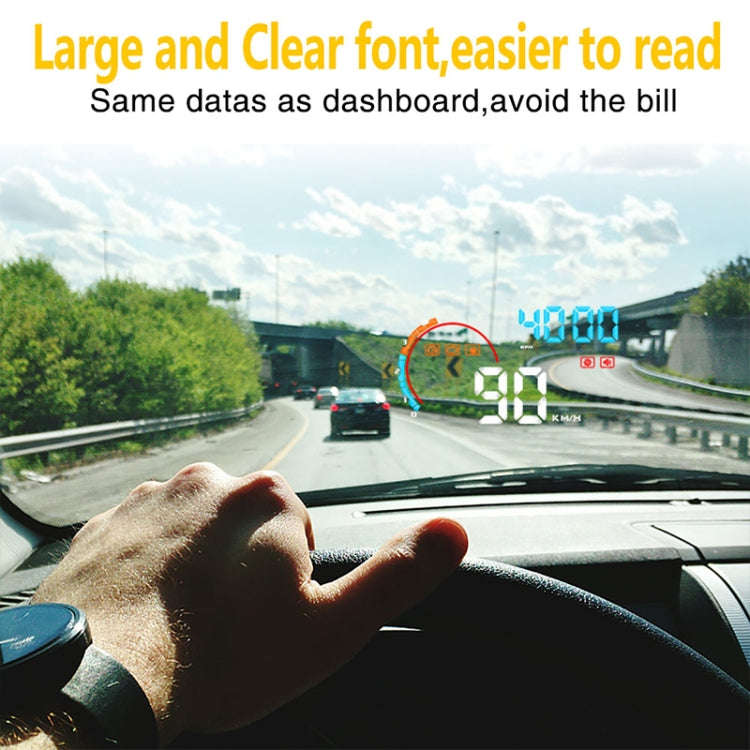 D2500 OBD2+GPS 4 inch Vehicle-mounted Head Up Display Security System, Support Car Speed / Engine...
