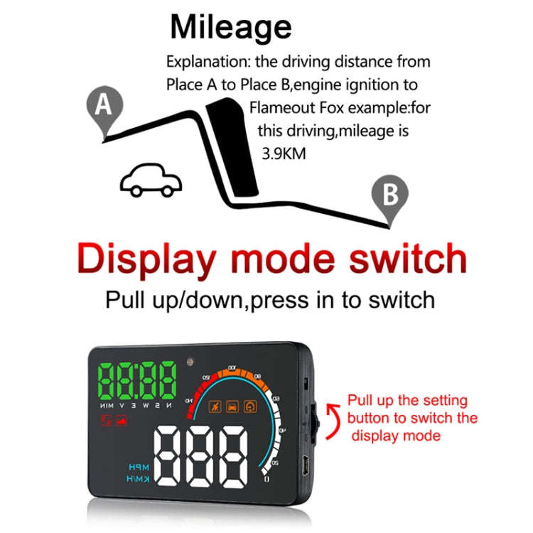 Q5 GPS 4 inch Vehicle-mounted Head Up Display Security System, Support Running Speed & Direction ...