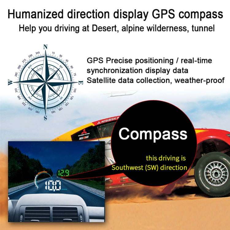 Q5 GPS 4 inch Vehicle-mounted Head Up Display Security System, Support Running Speed & Direction ...