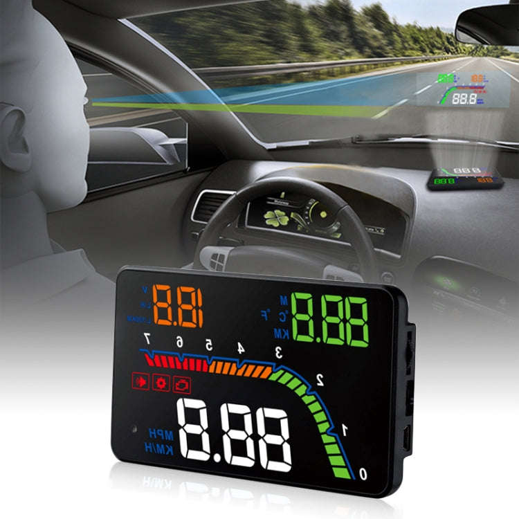 T100 OBD2 4 inch Vehicle-mounted Head Up Display Security System, Support Car Speed / Engine Revo...