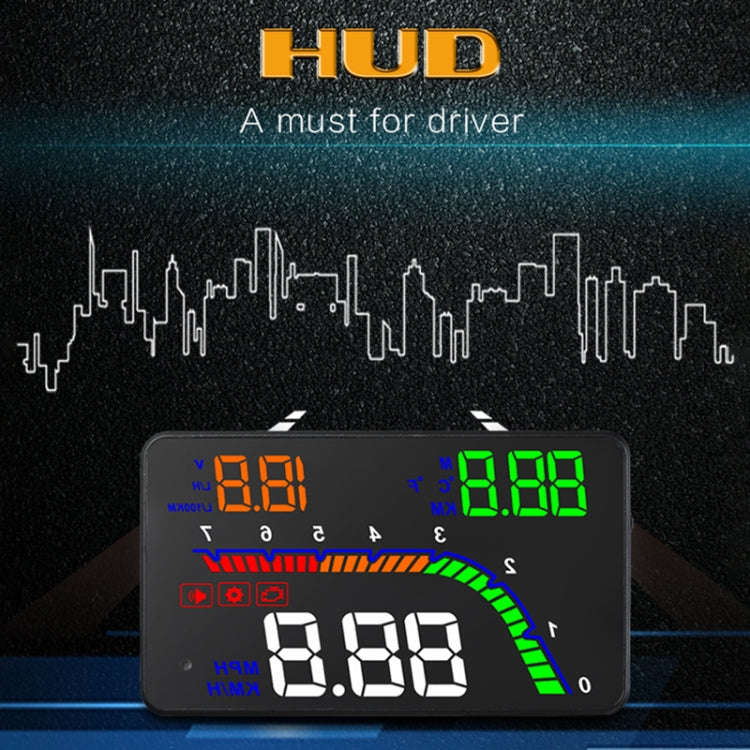 T100 OBD2 4 inch Vehicle-mounted Head Up Display Security System, Support Car Speed / Engine Revo...