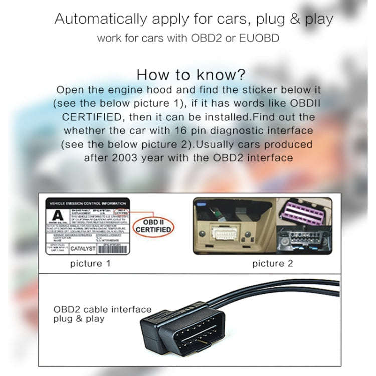 T100 OBD2 4 inch Vehicle-mounted Head Up Display Security System, Support Car Speed / Engine Revo...