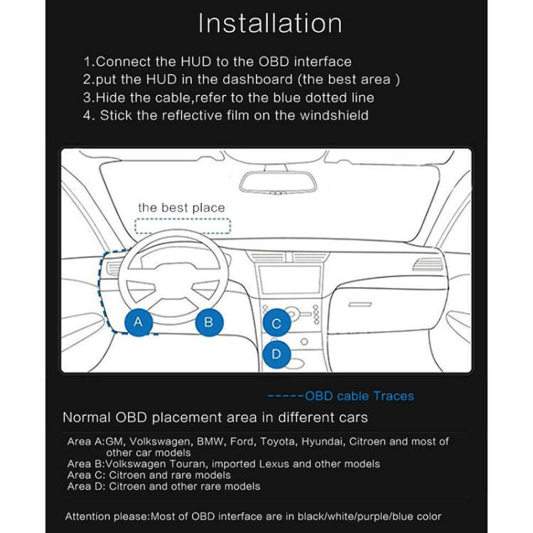 T100 OBD2 4 inch Vehicle-mounted Head Up Display Security System, Support Car Speed / Engine Revo...
