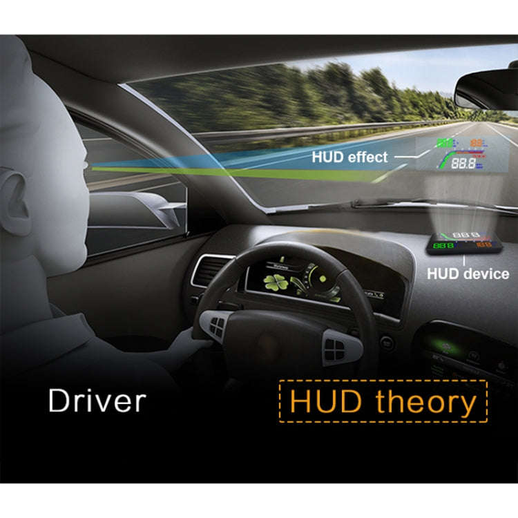 T100 OBD2 4 inch Vehicle-mounted Head Up Display Security System, Support Car Speed / Engine Revo...