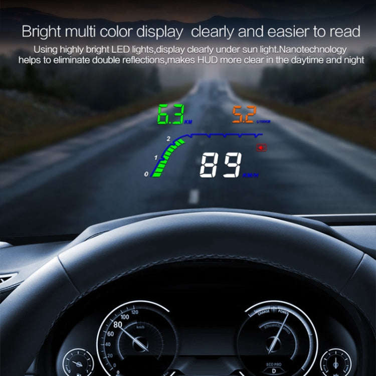 T100 OBD2 4 inch Vehicle-mounted Head Up Display Security System, Support Car Speed / Engine Revo...