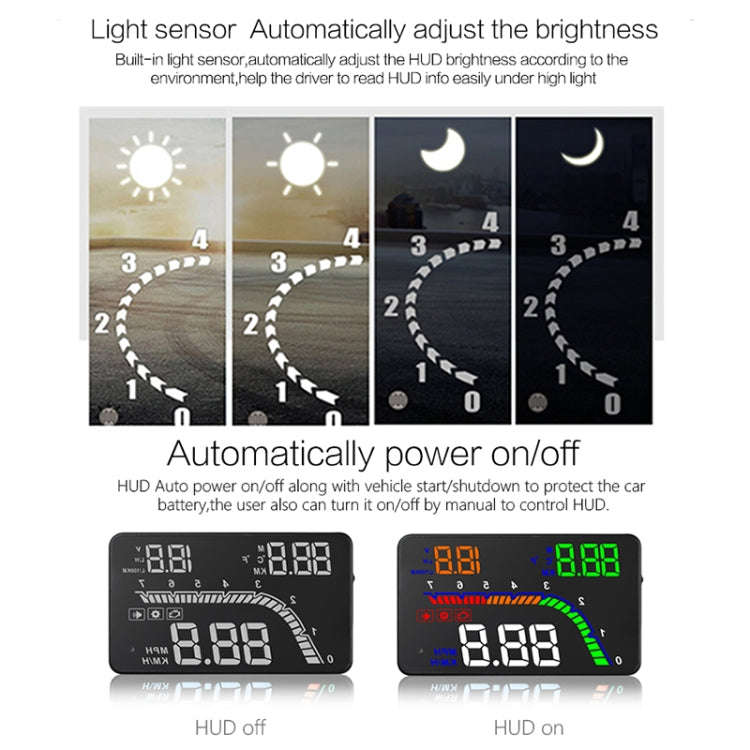 T100 OBD2 4 inch Vehicle-mounted Head Up Display Security System, Support Car Speed / Engine Revo...