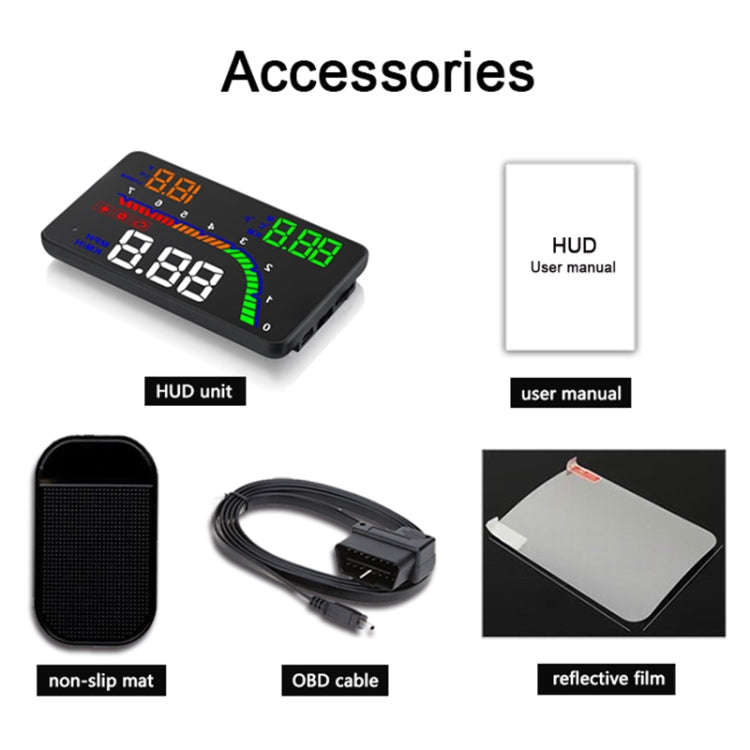 T100 OBD2 4 inch Vehicle-mounted Head Up Display Security System, Support Car Speed / Engine Revo...