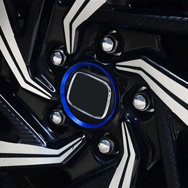 4 PCS Car Metal Wheel Hub Decoration Ring for BMW 5 Series 2018 (Blue)