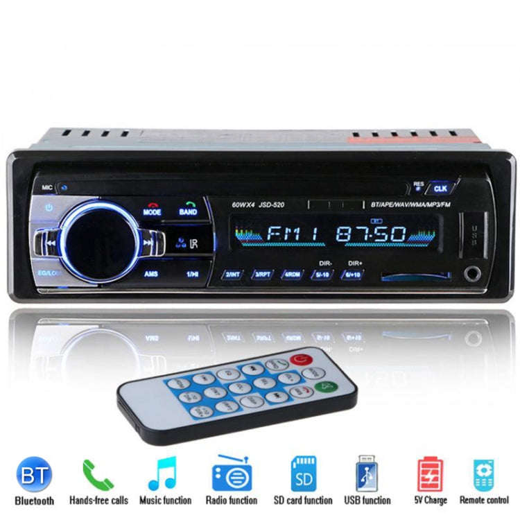 JSD-520 Car Stereo Radio MP3 Audio Player Support Bluetooth Hand-free Calling / FM / USB / SD, Or...