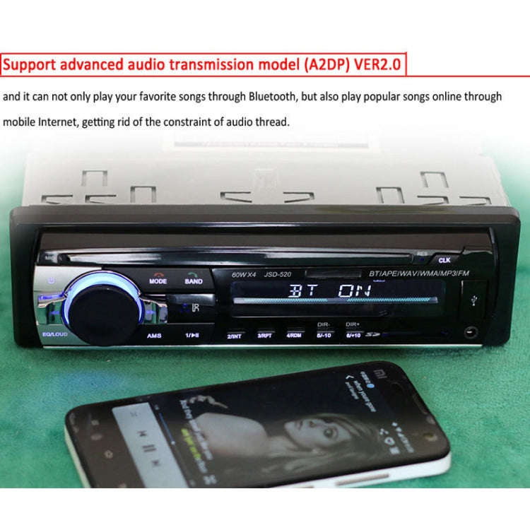 JSD-520 Car Stereo Radio MP3 Audio Player Support Bluetooth Hand-free Calling / FM / USB / SD, Or...