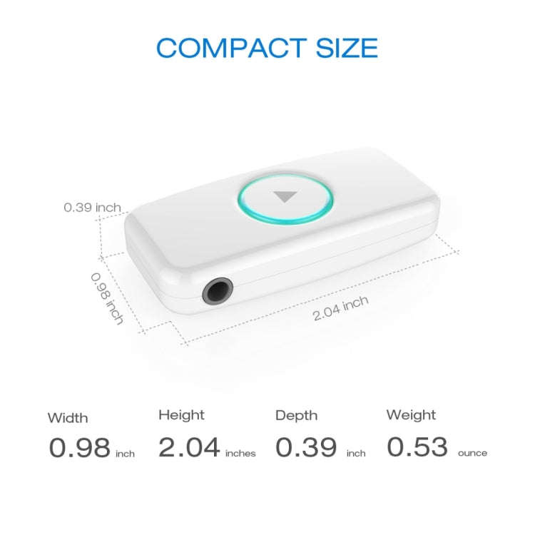 Doosl DSER102 Mini Car Bluetooth Wireless Music Receiver with 3.5mm Stereo Input Jack(White)