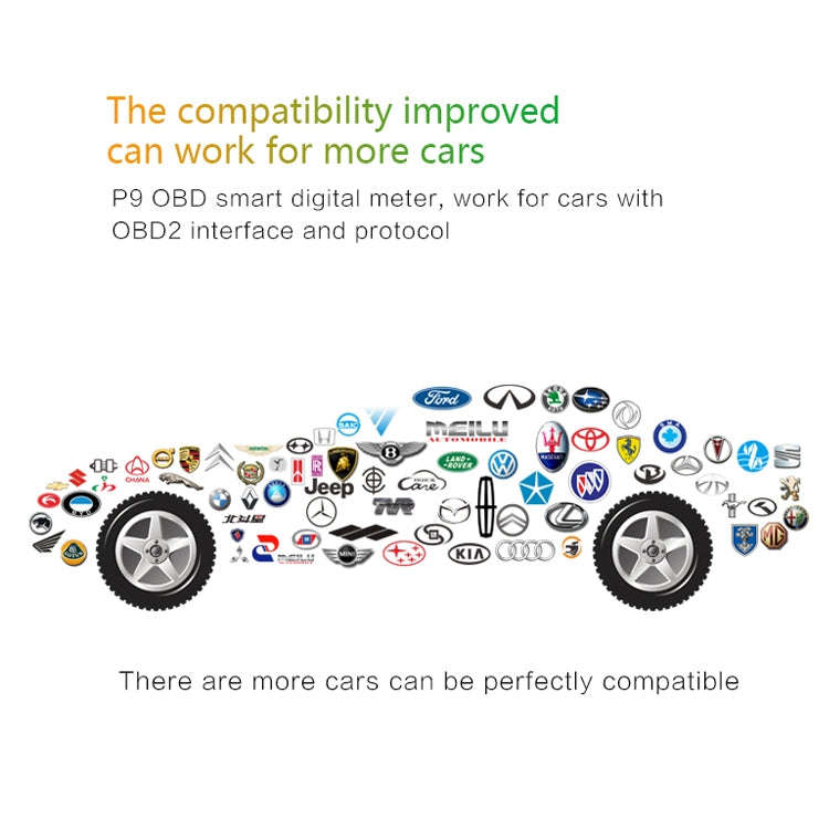 P9 HUD 3.6 inch Car OBD2 Smart Digital Meter with Multi-color, Speed & RPM & Water Temperature & ...