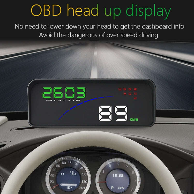 P9 HUD 3.6 inch Car OBD2 Smart Digital Meter with Multi-color, Speed & RPM & Water Temperature & ...