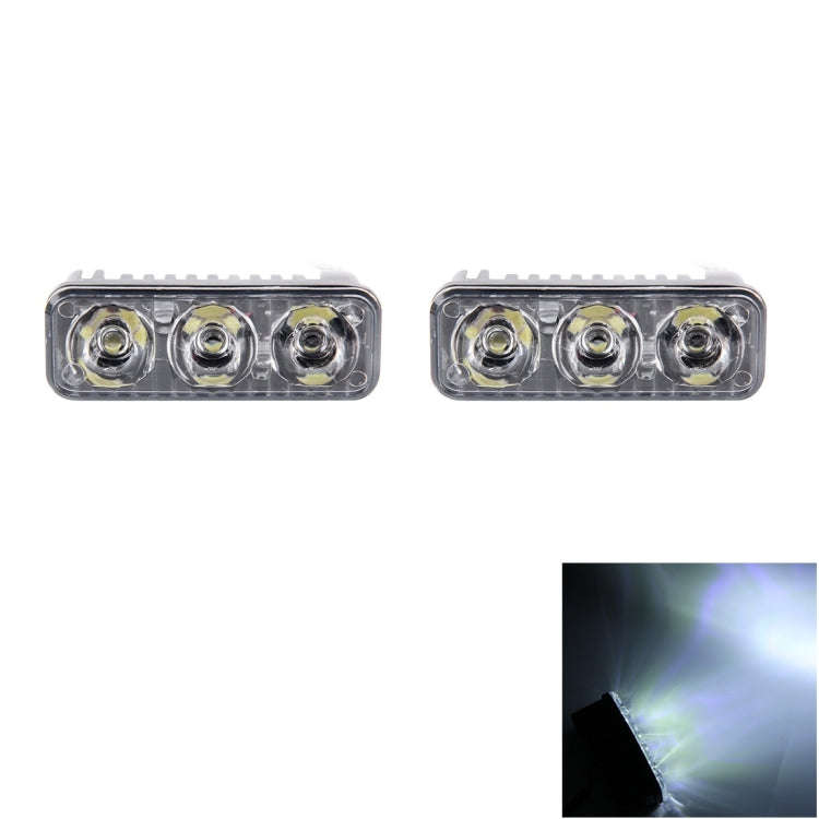 2 PCS DC 12V 6W 400 LM 6000K Tri Circular Car DRL Daytime Running White Lights Lamp, Cable Length...