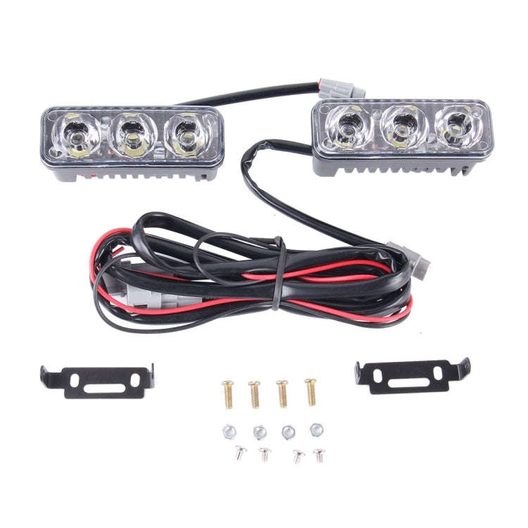 2 PCS DC 12V 6W 400 LM 6000K Tri Circular Car DRL Daytime Running White Lights Lamp, Cable Length...