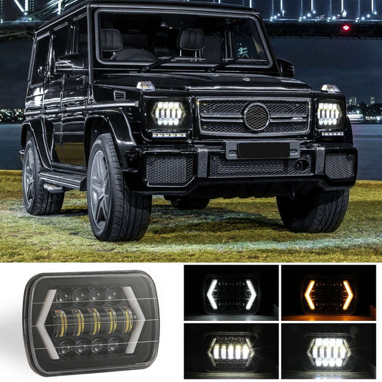 7 inch H4 DC 9V-30V 3000LM 6000K 30W IP67 8LED Lamp Beads Car Square Shape LED Headlight Lamps fo...
