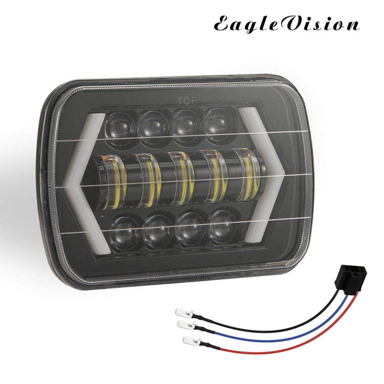 7 inch H4 DC 9V-30V 3000LM 6000K 30W IP67 8LED Lamp Beads Car Square Shape LED Headlight Lamps fo...