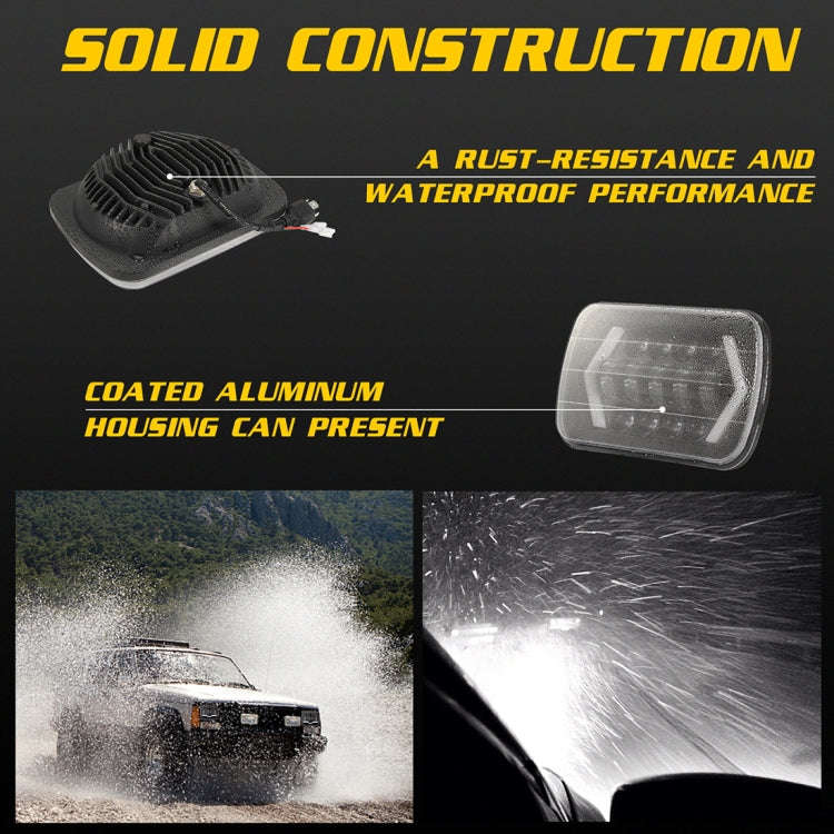 7 inch H4 DC 9V-30V 3000LM 6000K 30W IP67 8LED Lamp Beads Car Square Shape LED Headlight Lamps fo...