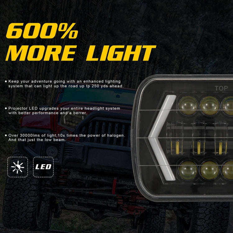 7 inch H4 DC 9V-30V 3000LM 6000K 30W IP67 8LED Lamp Beads Car Square Shape LED Headlight Lamps fo...