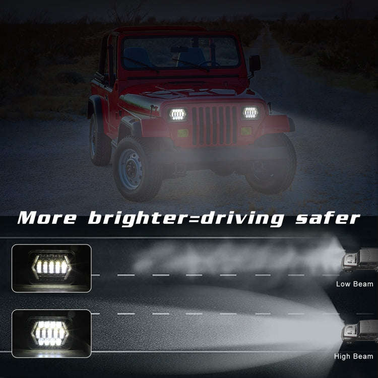 7 inch H4 DC 9V-30V 3000LM 6000K 30W IP67 8LED Lamp Beads Car Square Shape LED Headlight Lamps fo...