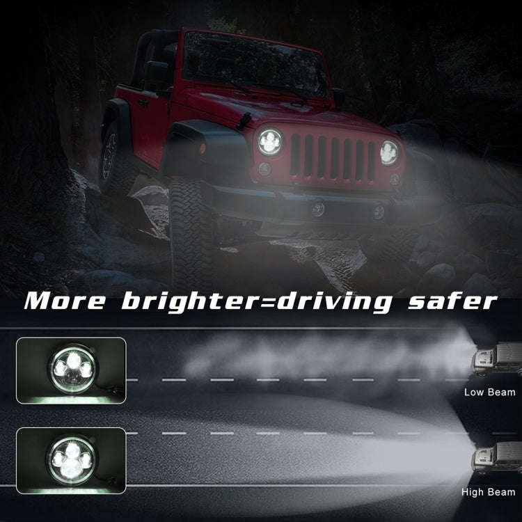 7 inch H4 / H13 DC 9V-30V 3000LM 6000K 30W IP67 4LED Lamp Beads Car Round Shape LED Headlight Lam...